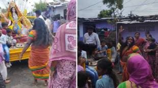 Sharda Devi Visarjan procession Nagpur, Sharda festival Nagpur, Kantara film inspiration, Rishabh Shetty acting, Goddess possession video,