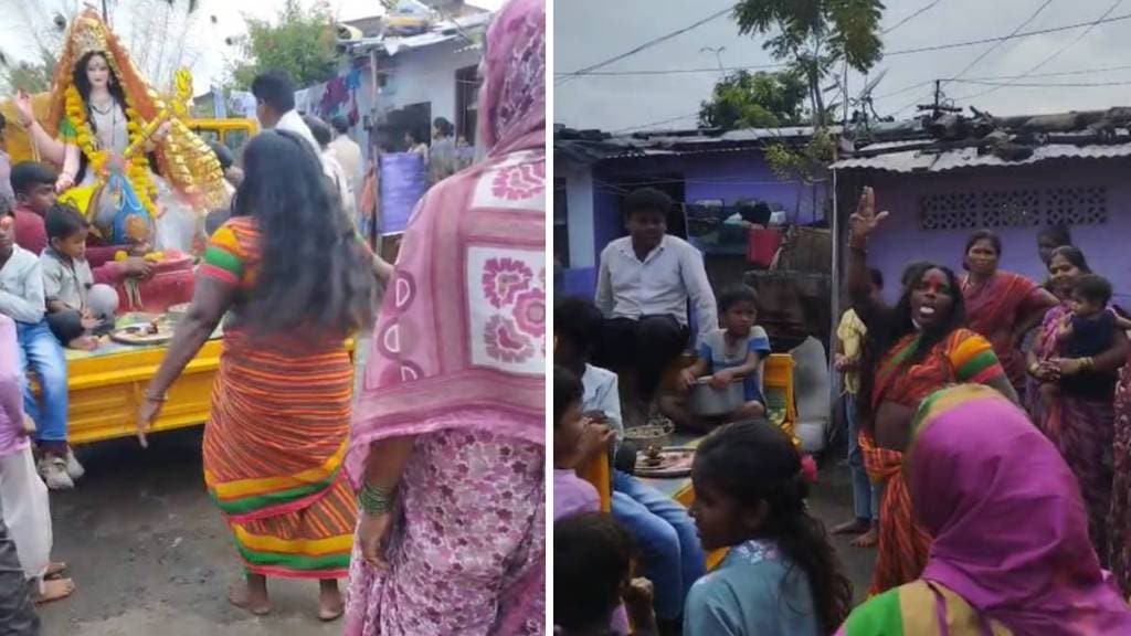 Sharda Devi Visarjan procession Nagpur, Sharda festival Nagpur, Kantara film inspiration, Rishabh Shetty acting, Goddess possession video, Sharda Devi Visarjan procession Nagpur, Sharda festival Nagpur, Kantara film inspiration, Rishabh Shetty acting, Goddess possession video,