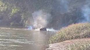 10 to 12 year old Omkar elephant in sawantwadi was thrown bomb while swimming in terekhol tulsan riverbed