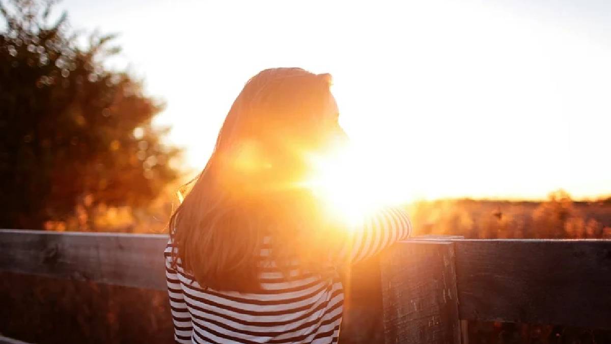 Morning winter sunlight used for a healthy daily sunbath