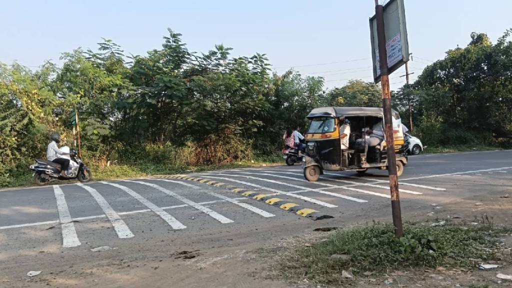 Finally, a speed bump on the entrance road to the Palghar headquarters Finally, a speed bump on the entrance road to the Palghar headquarters