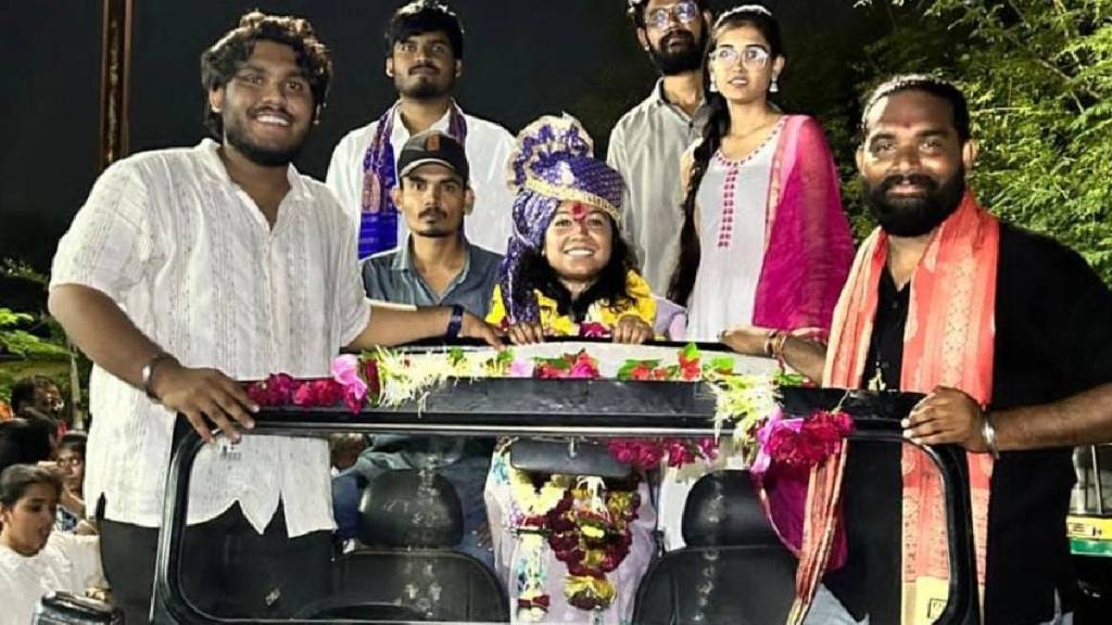 Pragati Jagtap grand welcome with procession akola Pragati Jagtap grand welcome with procession akola