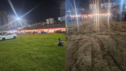 balasaheb thackeray ground damaged again after private event in bhayandar