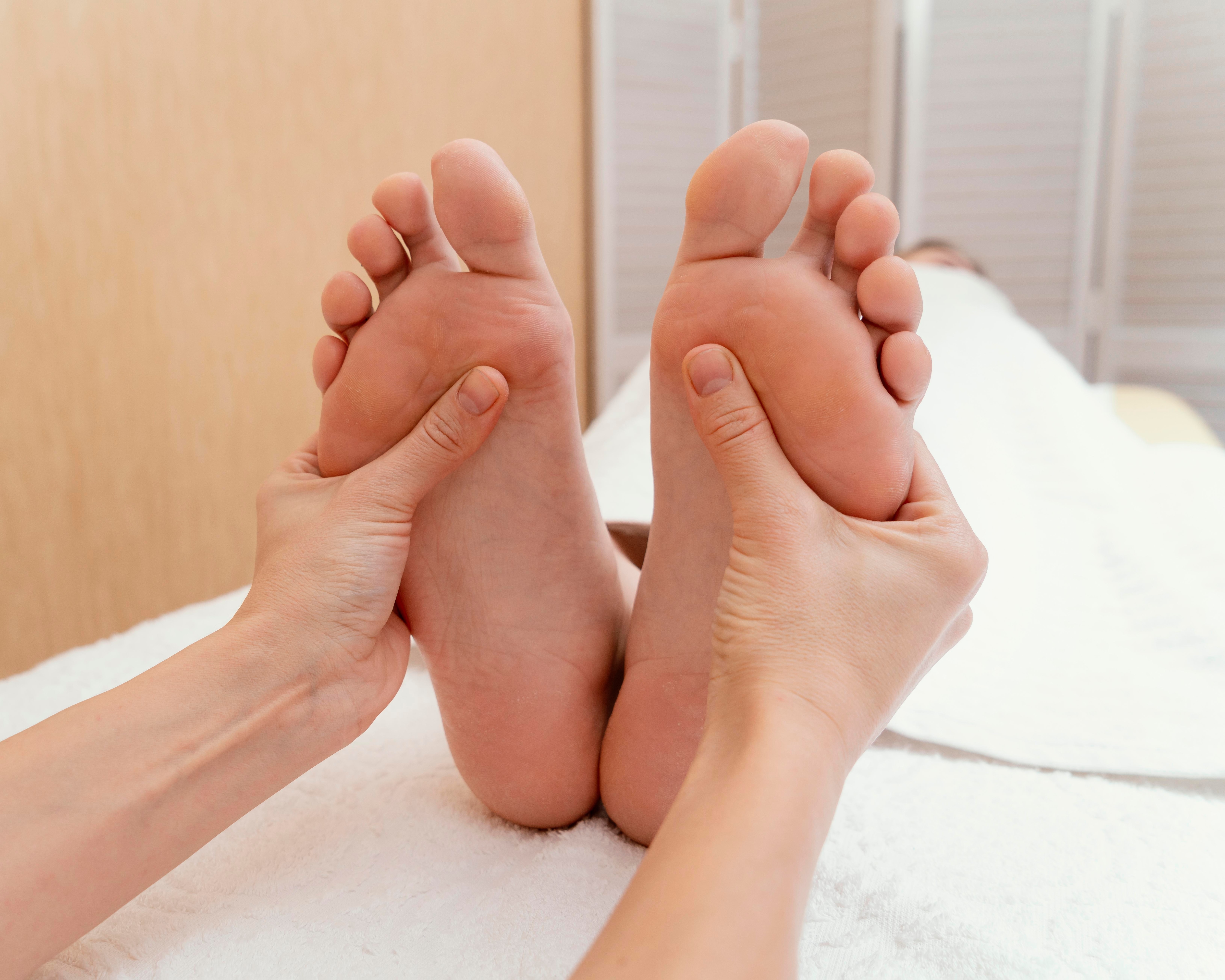 Swollen feet and ankles indicating early signs of heart