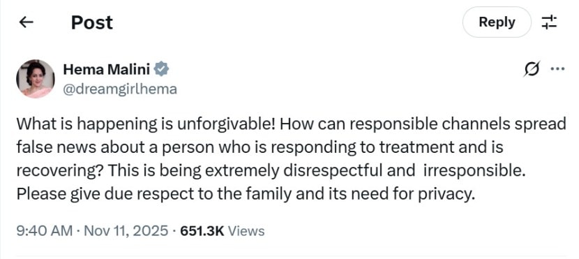 hema malini angry on dharmendra fake death news