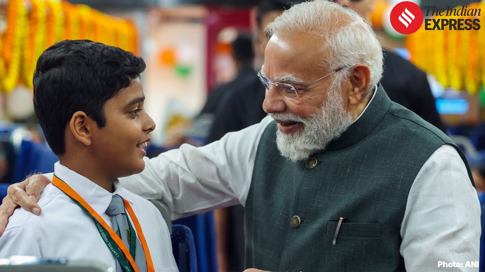 Modi interacted with a group of school children aboard one of the trains