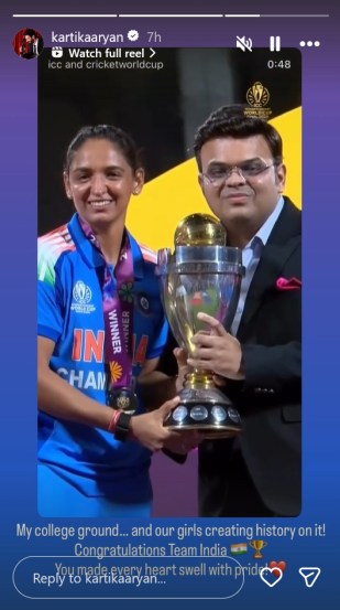 kartik aaryan on team india win