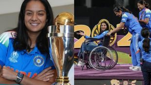 pratika rawal with world cup trophy