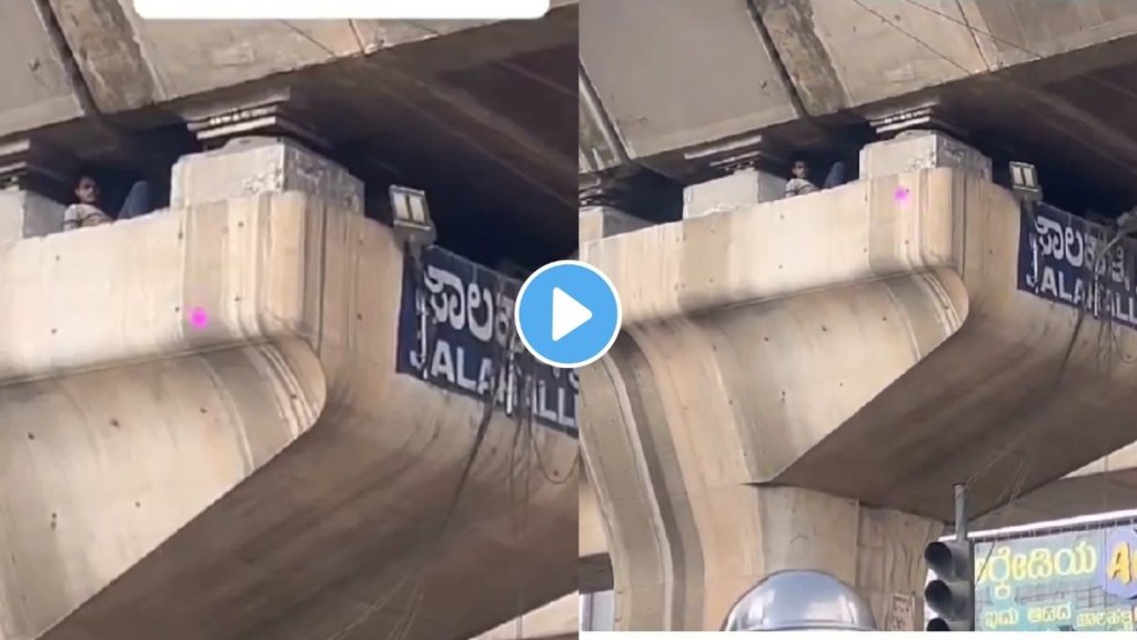 A man found sleeping inside a flyover pillar in Bengaluru.