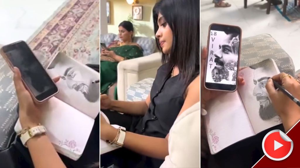 tu hi re maza mitwa serial fame actress ruchira jadhav draw sketch for virat kohli shares video tu hi re maza mitwa serial fame actress ruchira jadhav draw sketch for virat kohli shares video