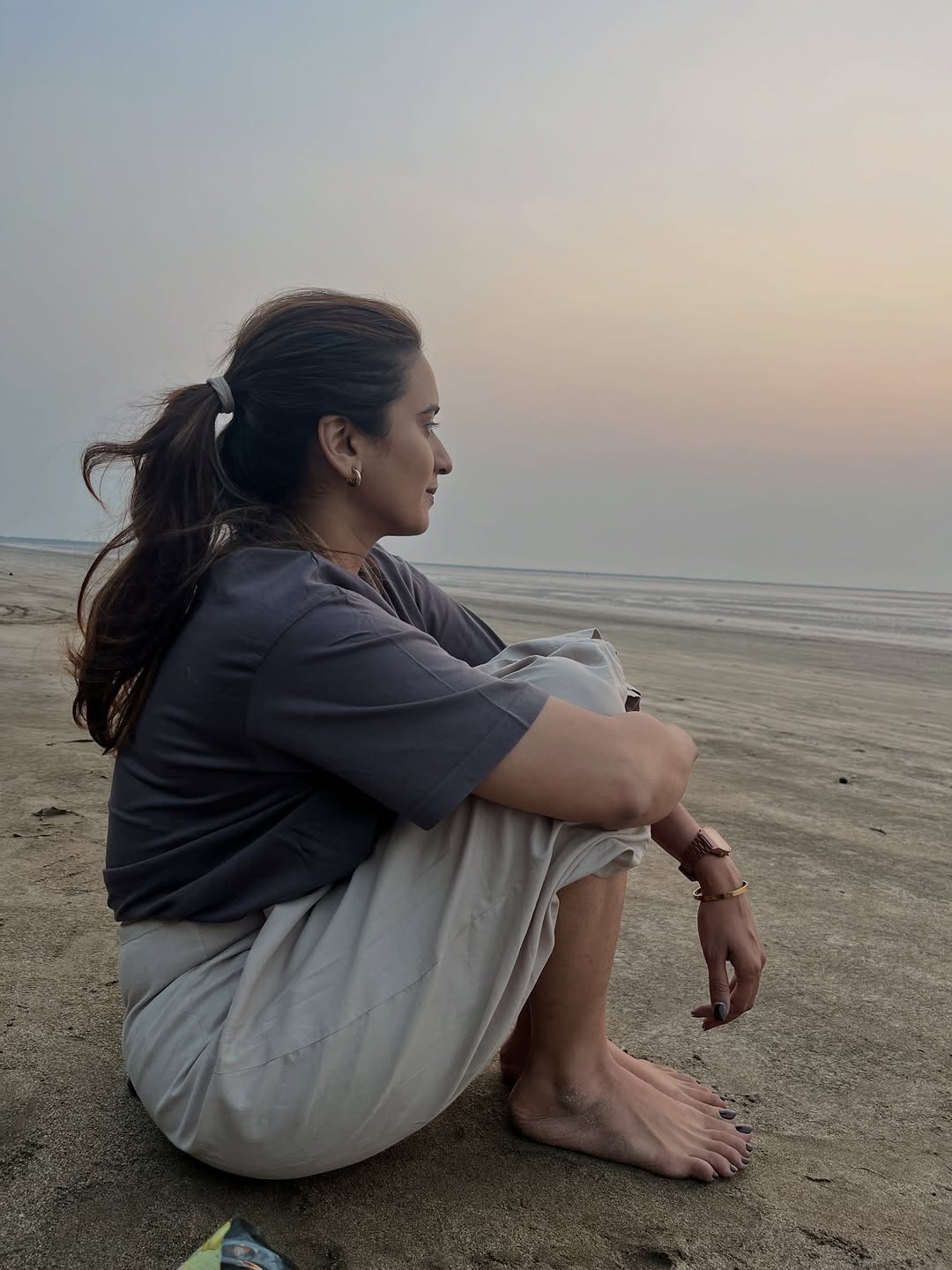 Shivani Surve Ajinkya Nanaware beach romantic sunset look