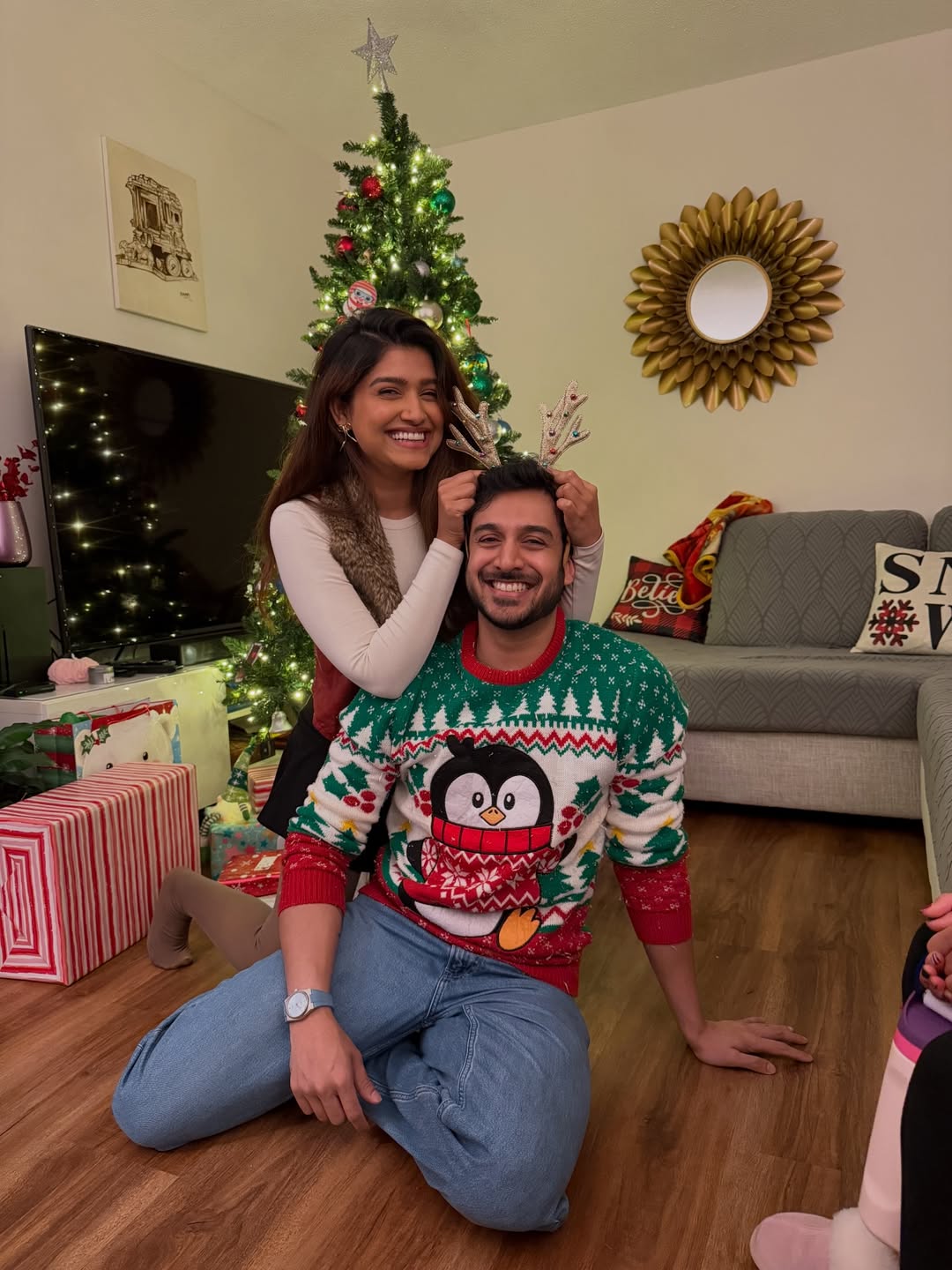 Rasika Sunil celebrating Christmas in Canada with husband Aditya.