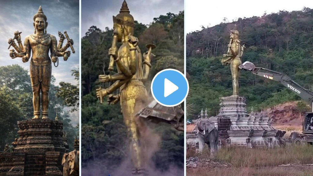 Lord Vishnu Statue Destroyed in Cambodia see video Lord Vishnu Statue Destroyed in Cambodia see video