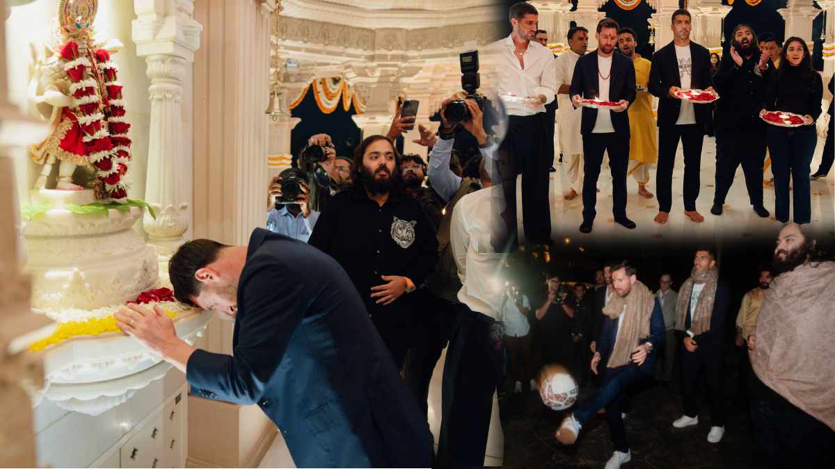 Lionel Messi Vantara Visit Photos Viral indian Tradition and worshipping god and clicks pictures with animals