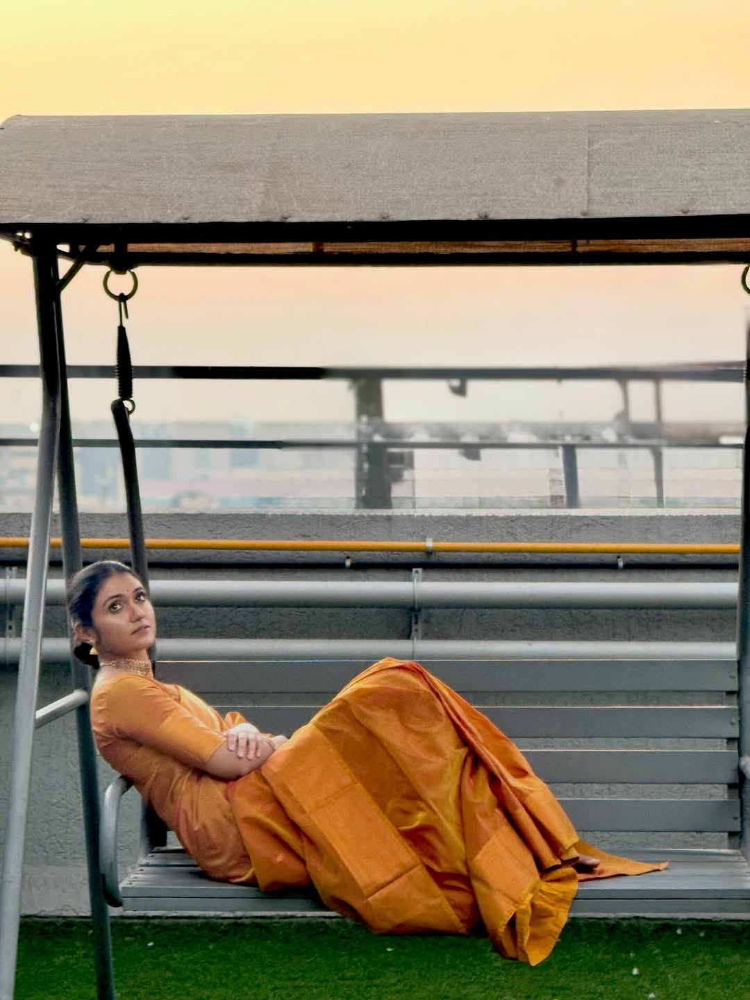 Rinku Rajguru Orange Saree Look