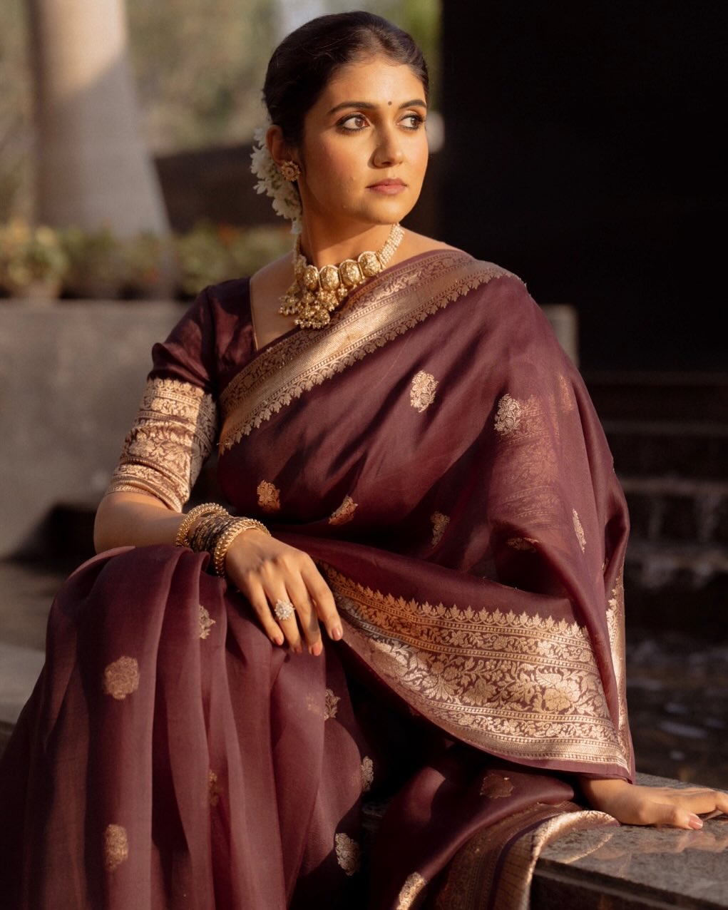 Rinku Rajguru Orange Saree Look