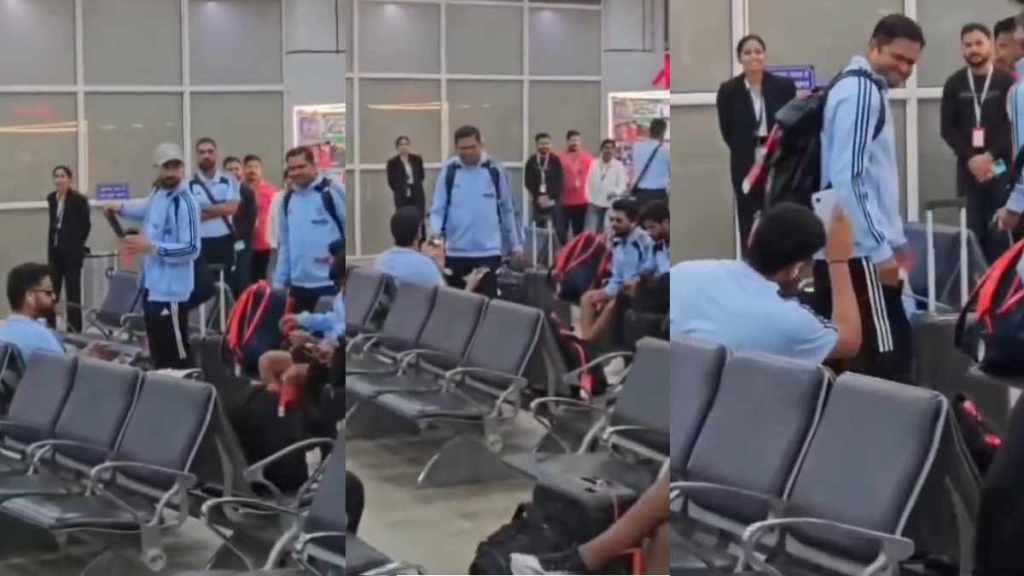 Rohit Sharma Forgot airpods Case in Team Bus Ranchi Airport Video Viral Rohit Sharma Forgot airpods Case in Team Bus Ranchi Airport Video Viral