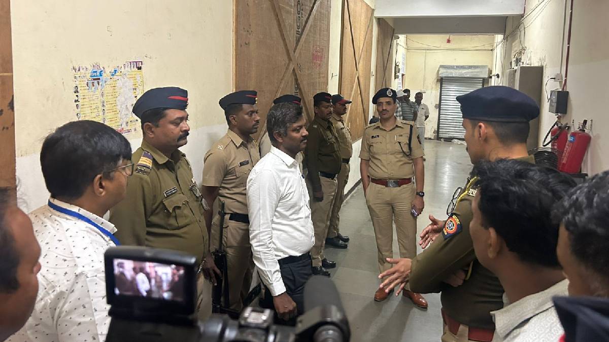 Superintendent of Police Sandeep Ghule inspected the locked room where the voting machines were kept safe