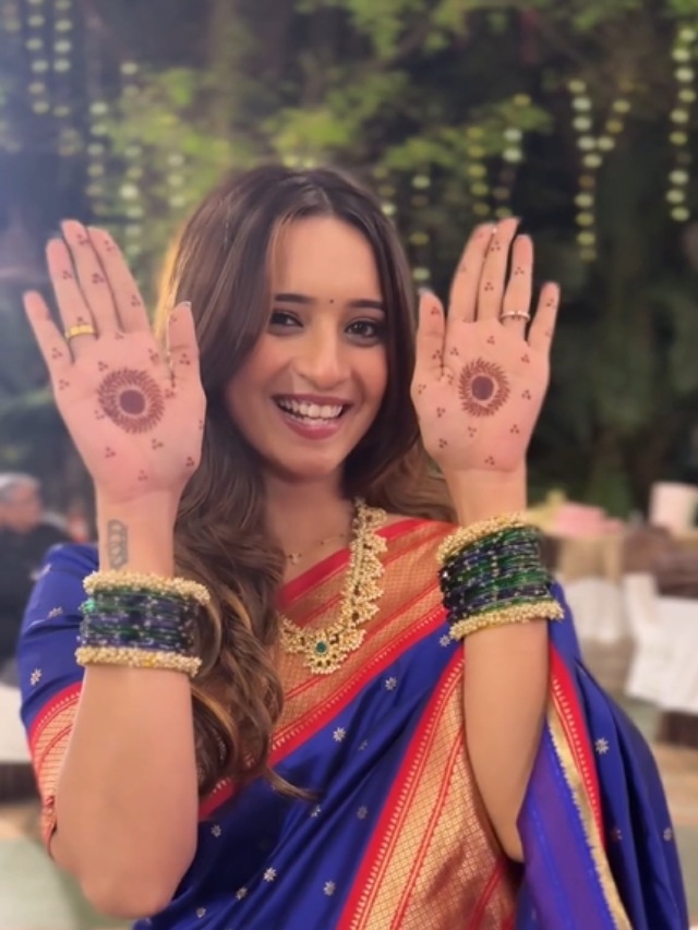 Shivani Surve Blue Paithani Saree