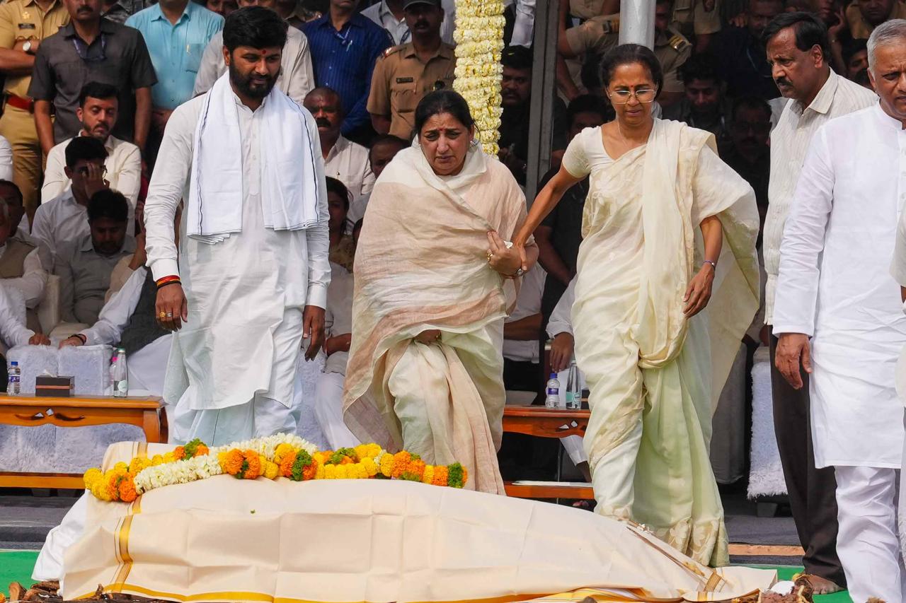 Family Members Paying Last Respect To Ajit Pawar Funeral