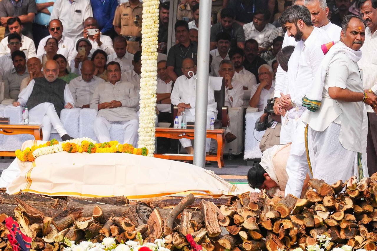 Family Members Paying Last Respect To Ajit Pawar Funeral