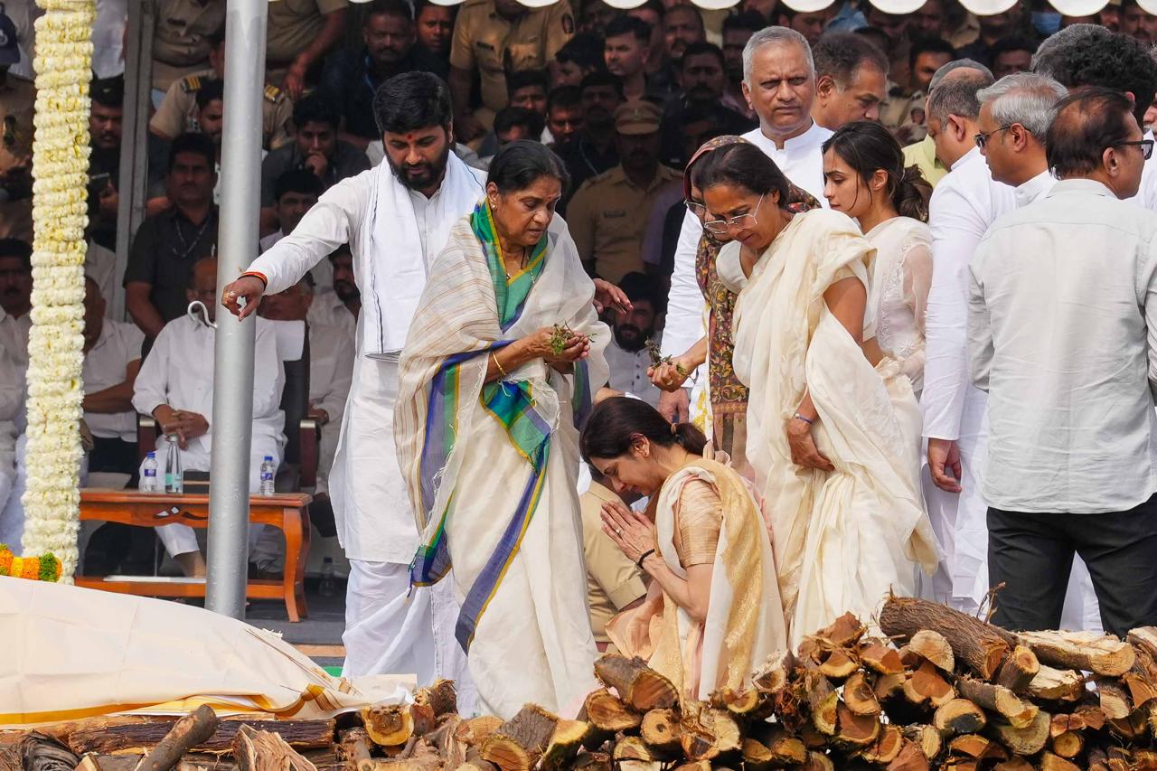 Family Members Paying Last Respect To Ajit Pawar Funeral