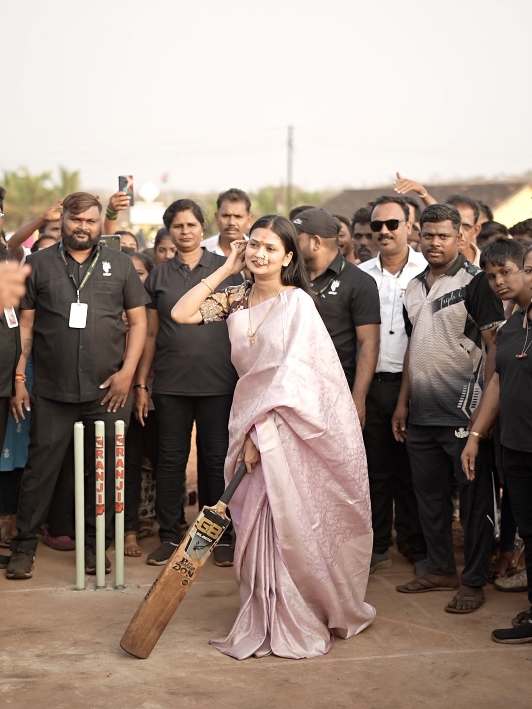 Gautami Patil Pink Saree Nath Look