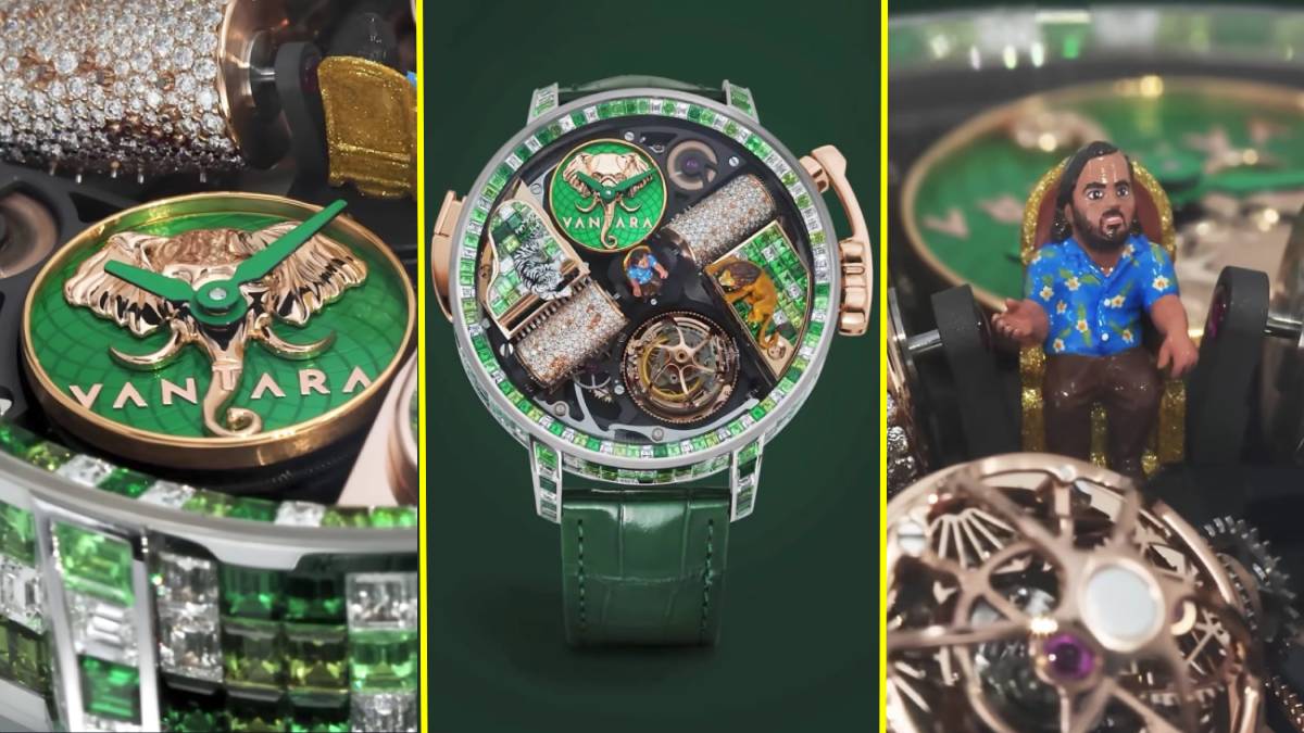 A jeweled watch designed on the concept of Vantara for Anant Ambani by Jacob & co