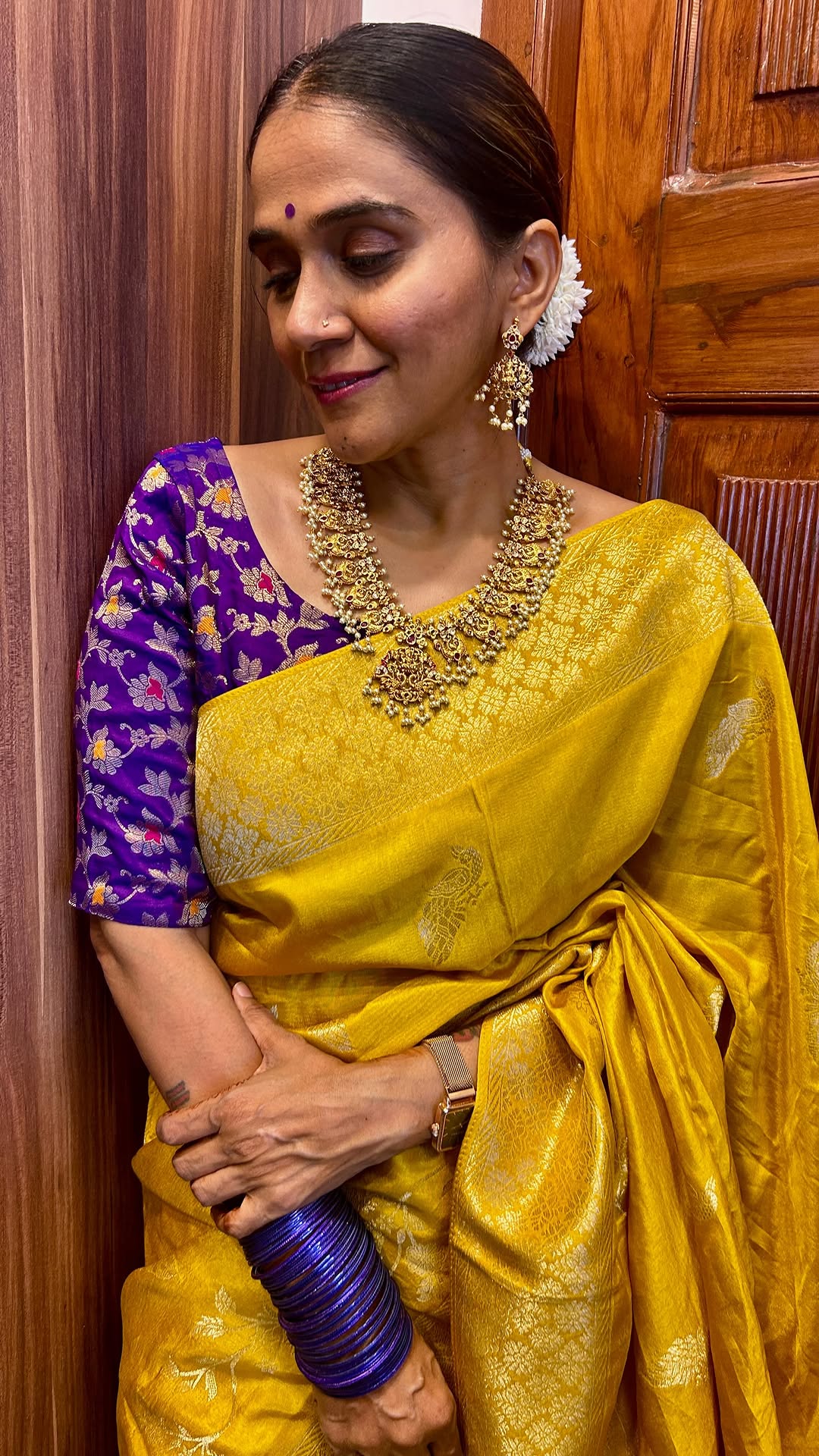 Manjiri Oak Son Engagement Saree Look