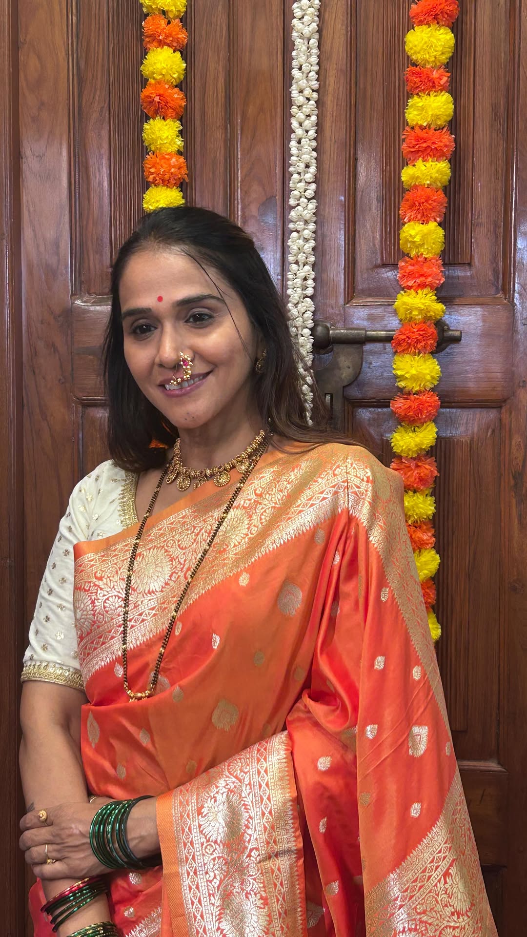 Manjiri Oak Son Engagement Saree Look