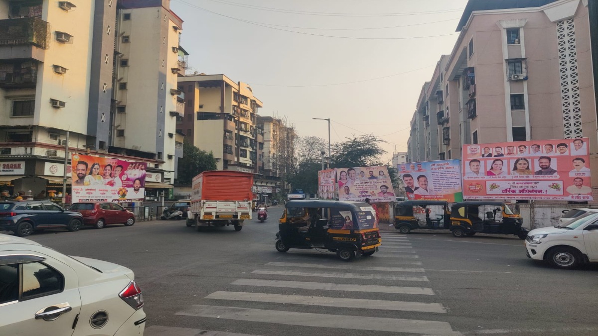 navi mumbai post election victory illegal political banners defacing planned city