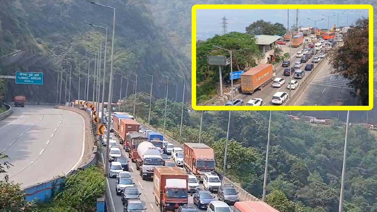 Mumbai-Pune Expressway traffic, Khopoli traffic jam, Borghat vehicle queues, Amritanjan bridge congestion, weekend travel Mumbai, holiday traffic delays Pune, alternate routes Mumbai travel, Maharashtra highway traffic update,