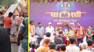 Filming of the film 'Palkhi', based on the life of a devotee of Sai Baba during his palanquin journey, in Dombivli