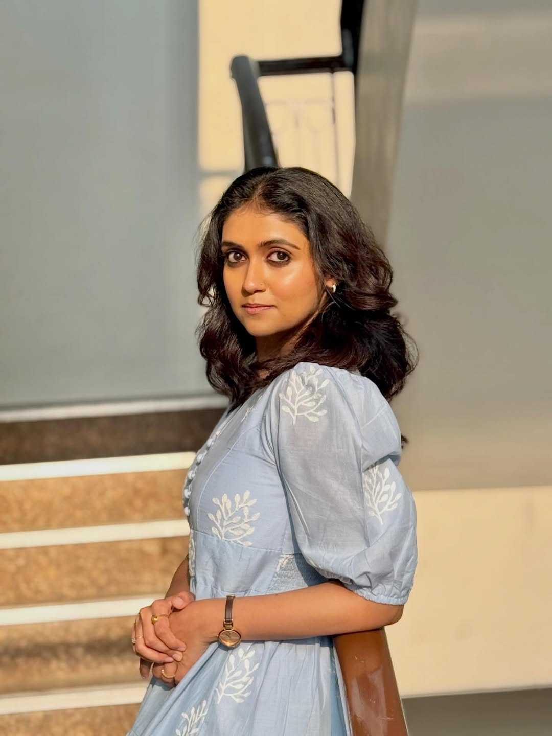 Marathi Actress Rinku Rajguru Sky Blue Cotton One Piece Dress Look ...