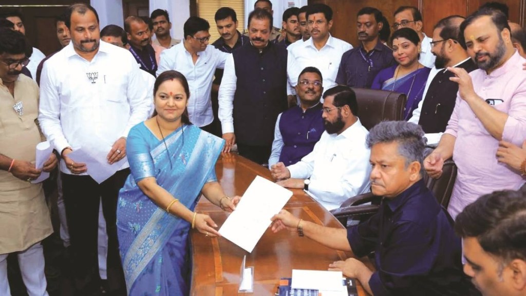 Thane Kalyan Dombivli Ulhasnagar Mayor Election Shinde Sena BJP Sharmila Pimpolkar Krishna Patil Harshali Thavil Rahul Damle Thane Kalyan Dombivli Ulhasnagar Mayor Election Shinde Sena BJP Sharmila Pimpolkar Krishna Patil Harshali Thavil Rahul Damle