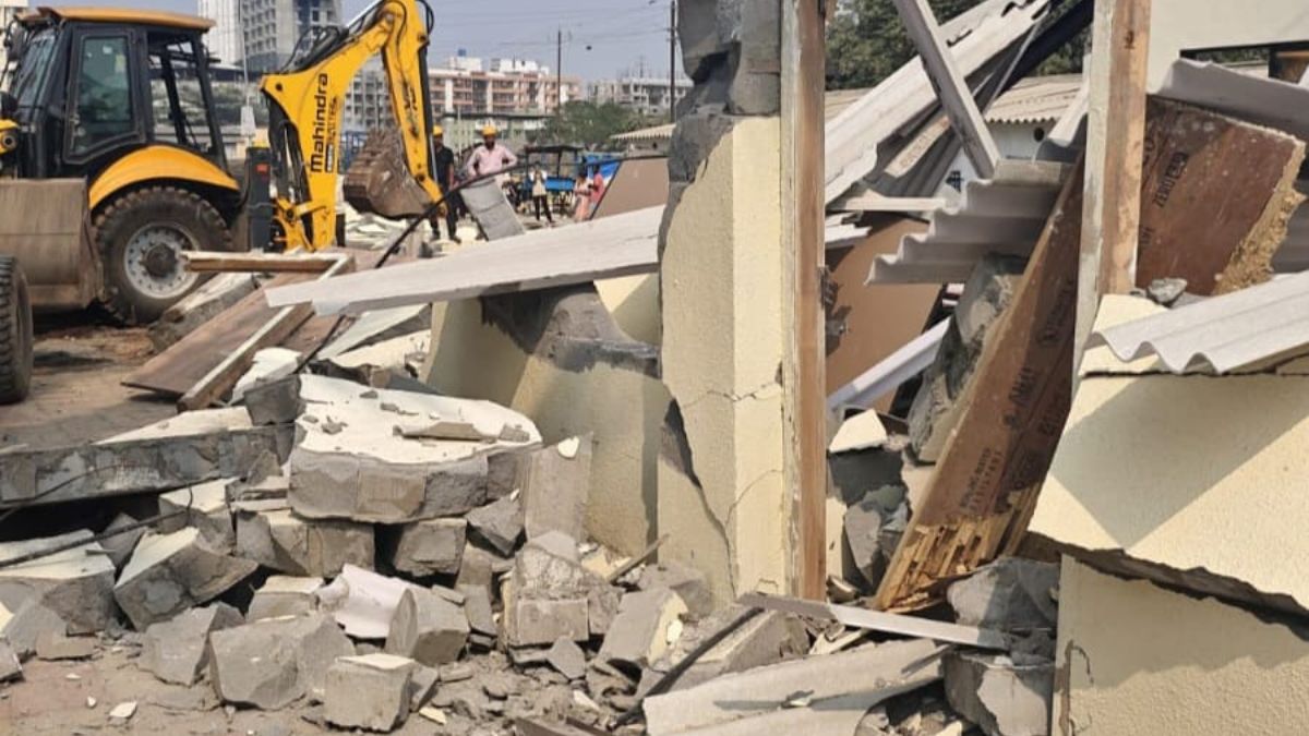 kdmc demolishes illegal construction of orbit English school in kalyan east