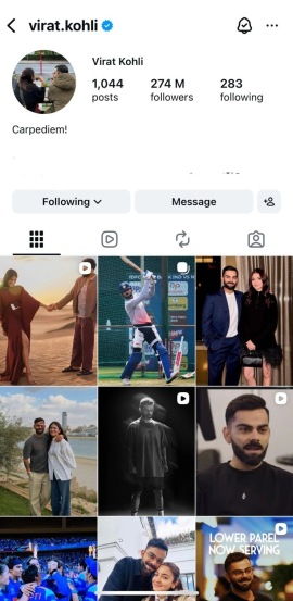 Virat Kohli Instagram Account