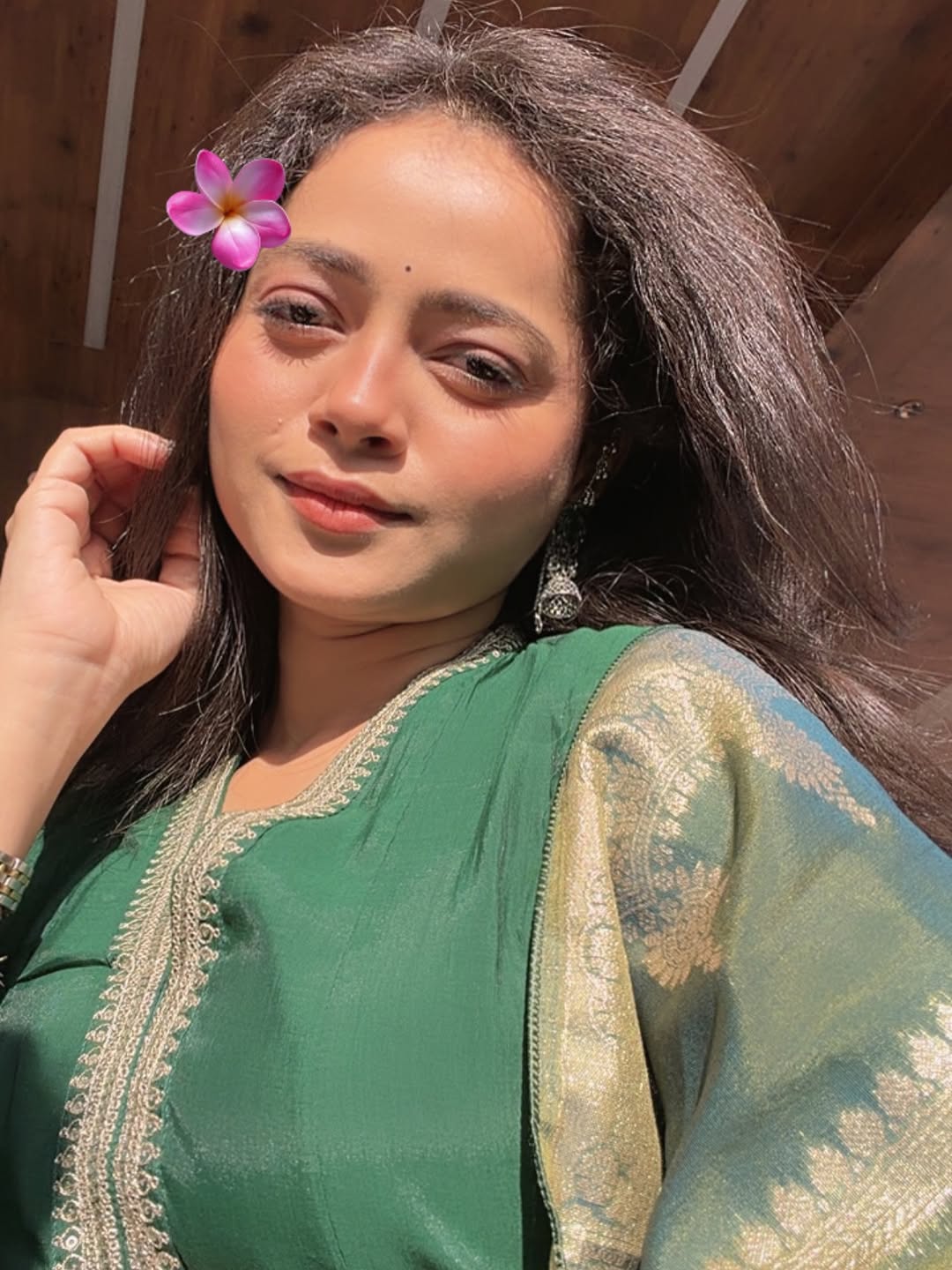 Shivali Parab green dress look