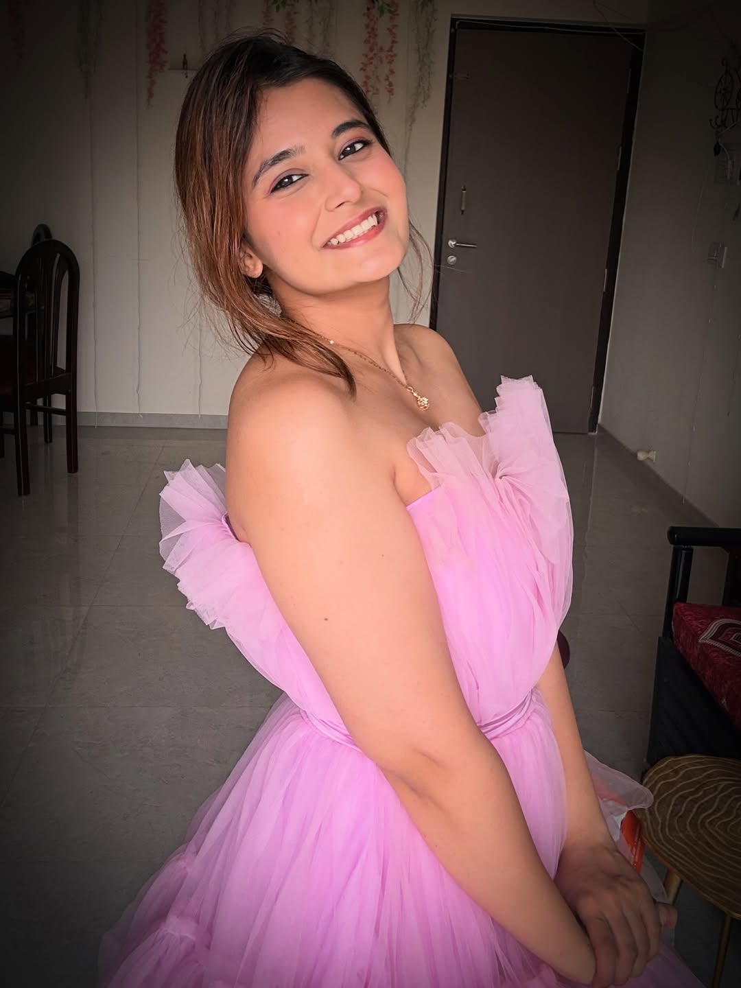 Anushka Pimputkar pink dress look