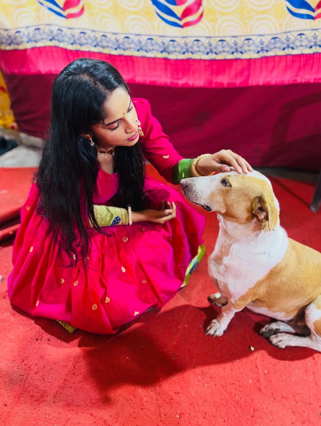 Prapti Redkar shines in a red saree-stitched dress with nath photos