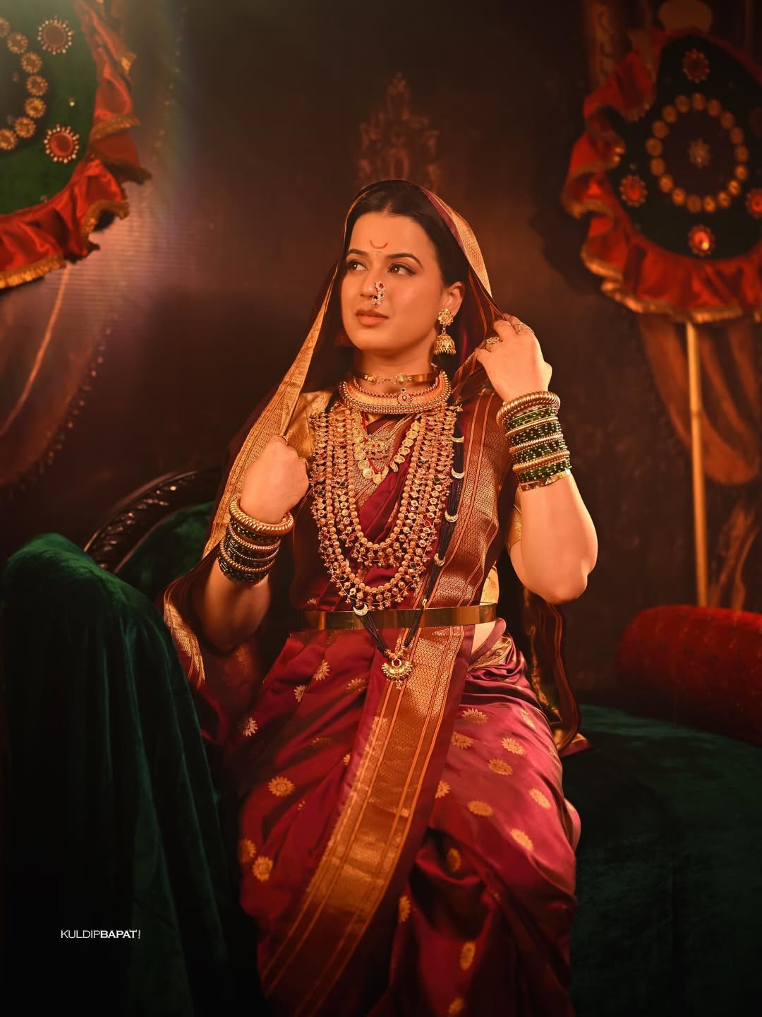 Prajakta Gaikwad at Tulja Bhavani Temple darshan with husband