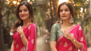 Aakanksha Gade Pink Saree Look