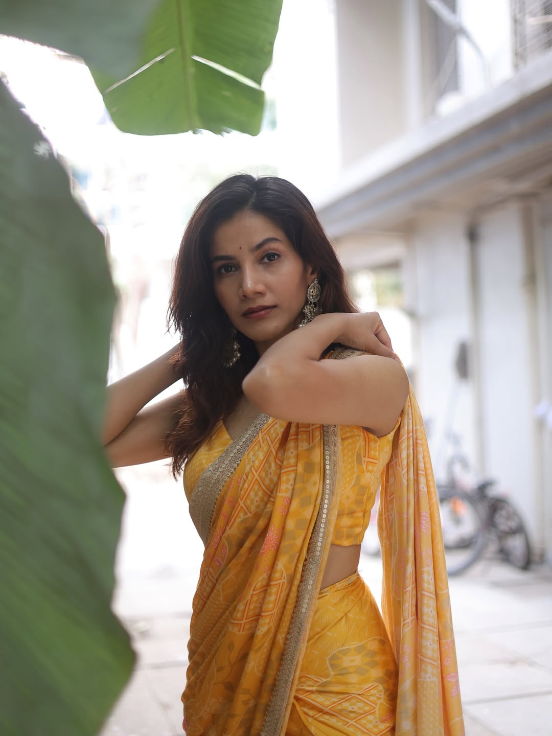 Aakanksha Gade Yellow Saree Look