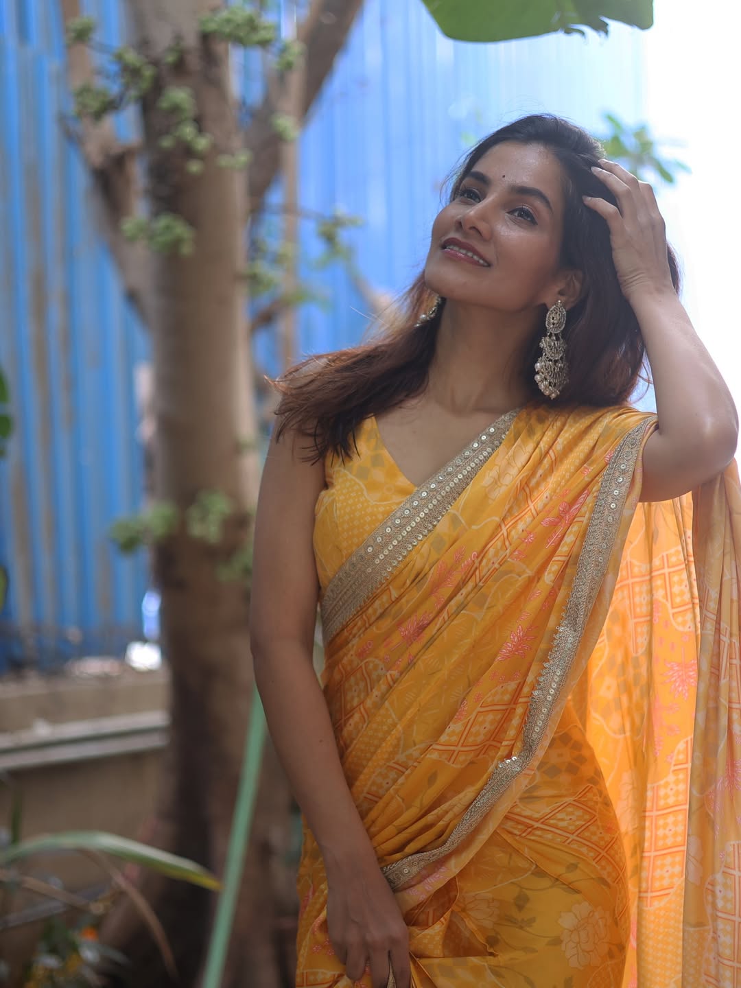 Aakanksha Gade Yellow Saree Look