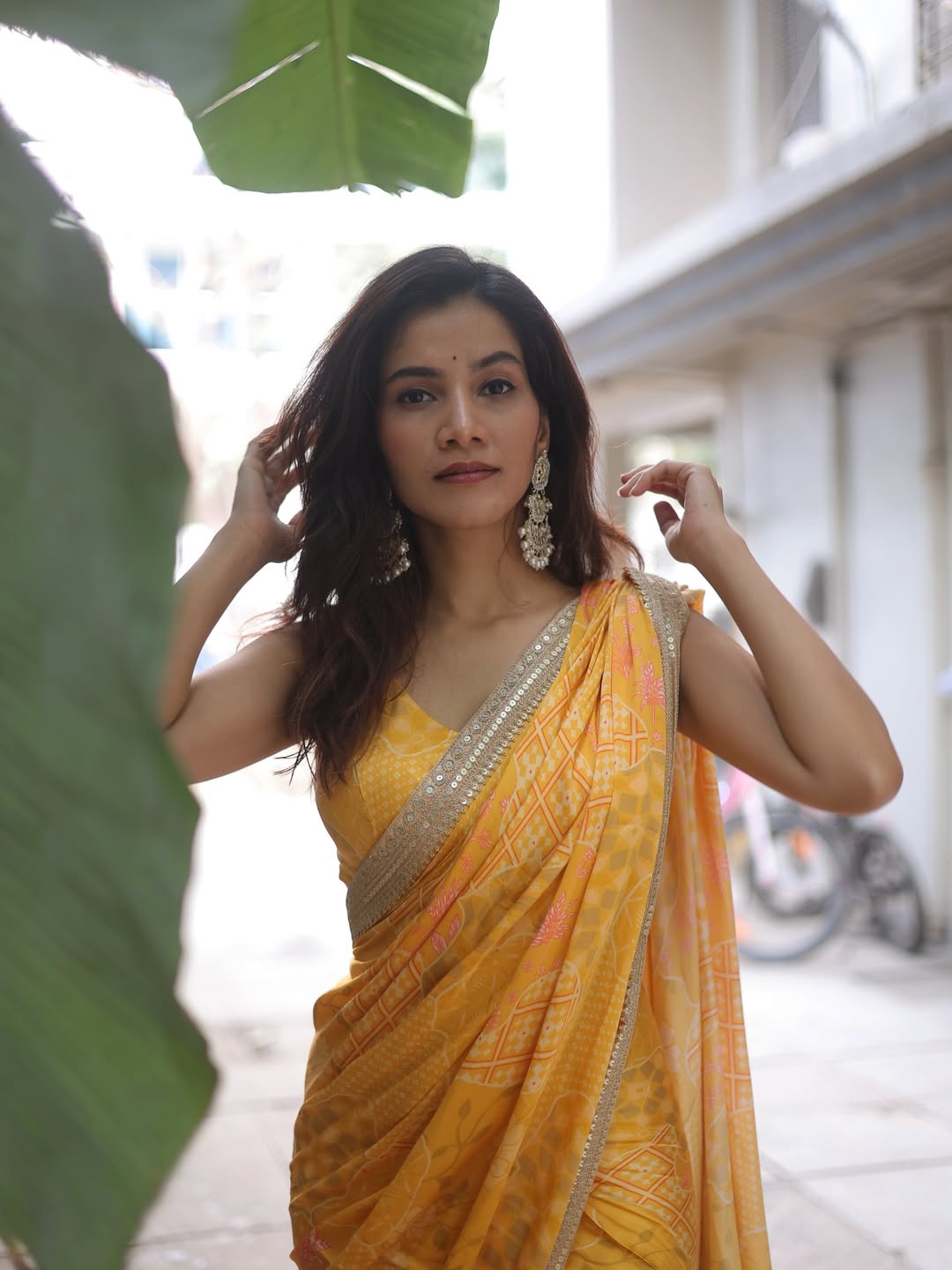 Aakanksha Gade Yellow Saree Look