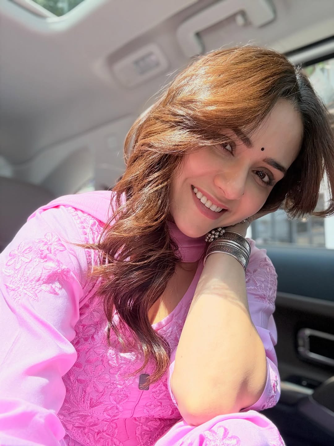 Amruta Khanvilkar Pink Dress Look