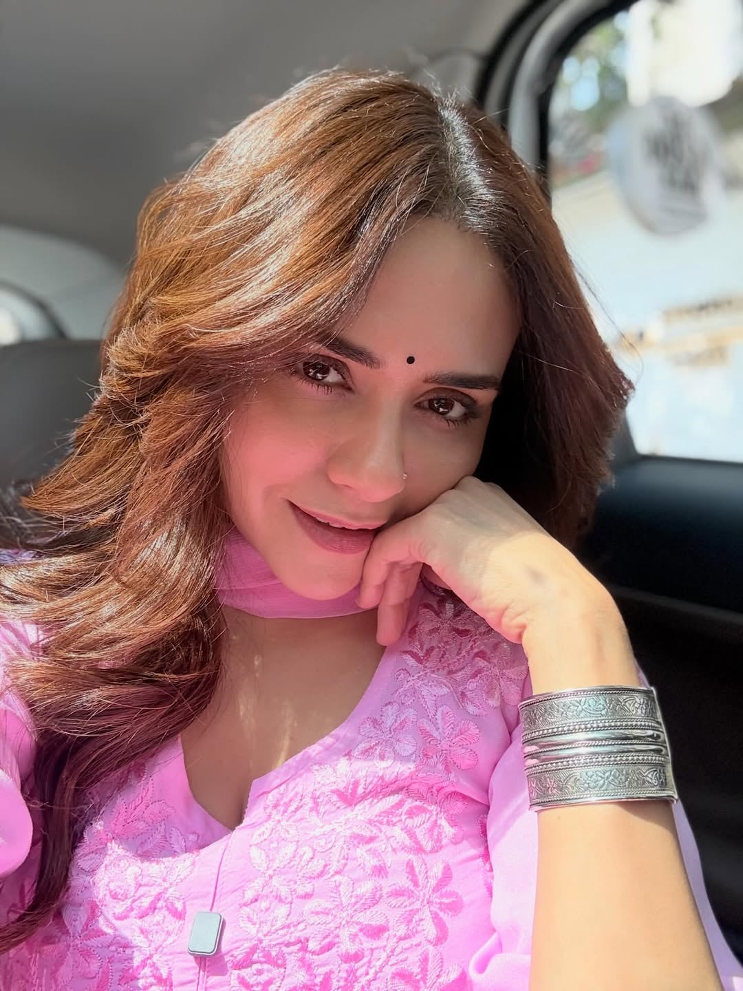 Amruta Khanvilkar Pink Dress Look