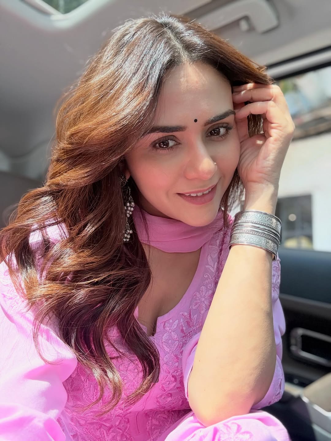 Amruta Khanvilkar Pink Dress Look