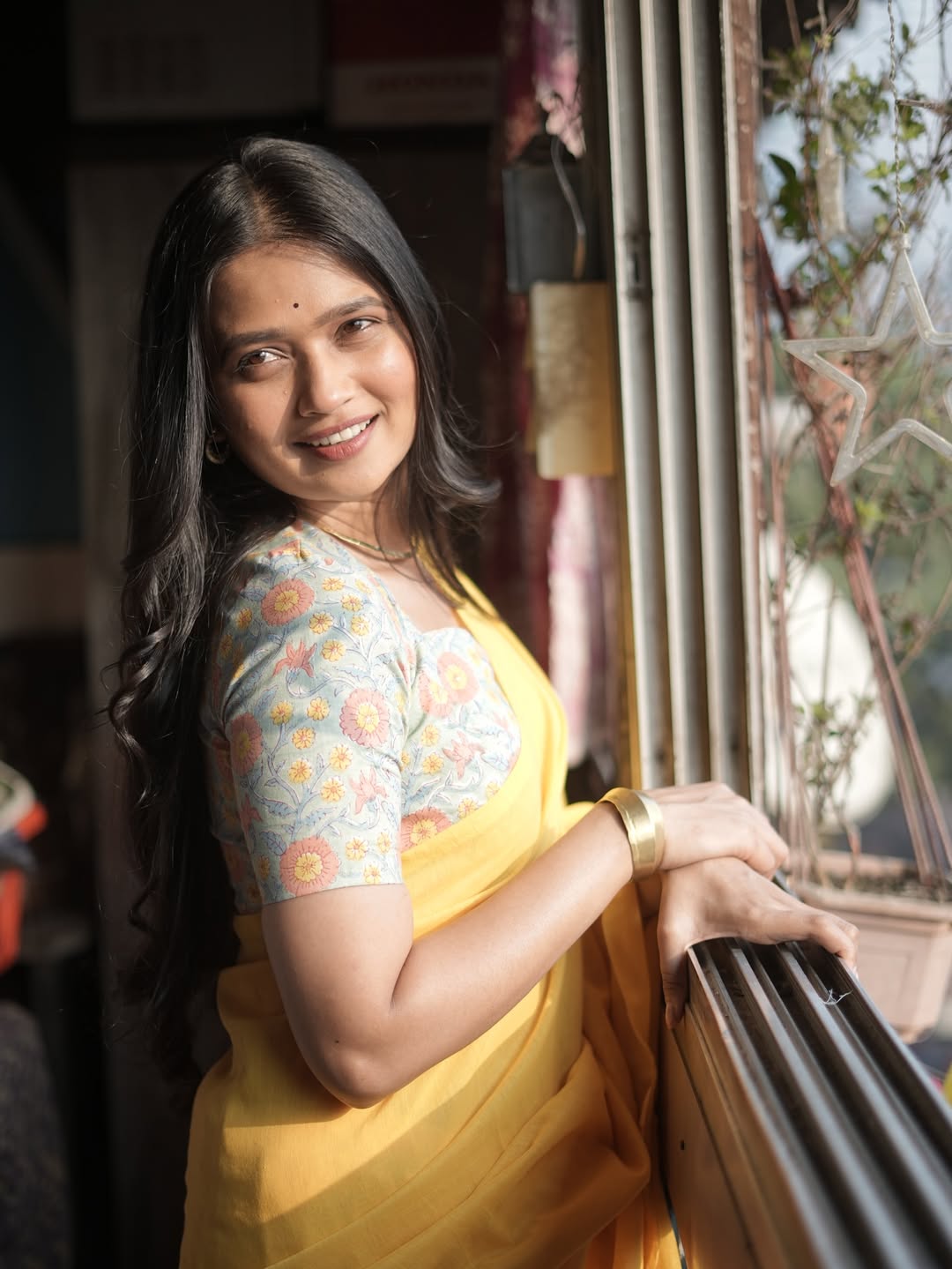 Gautami Patil Yellow Saree Look