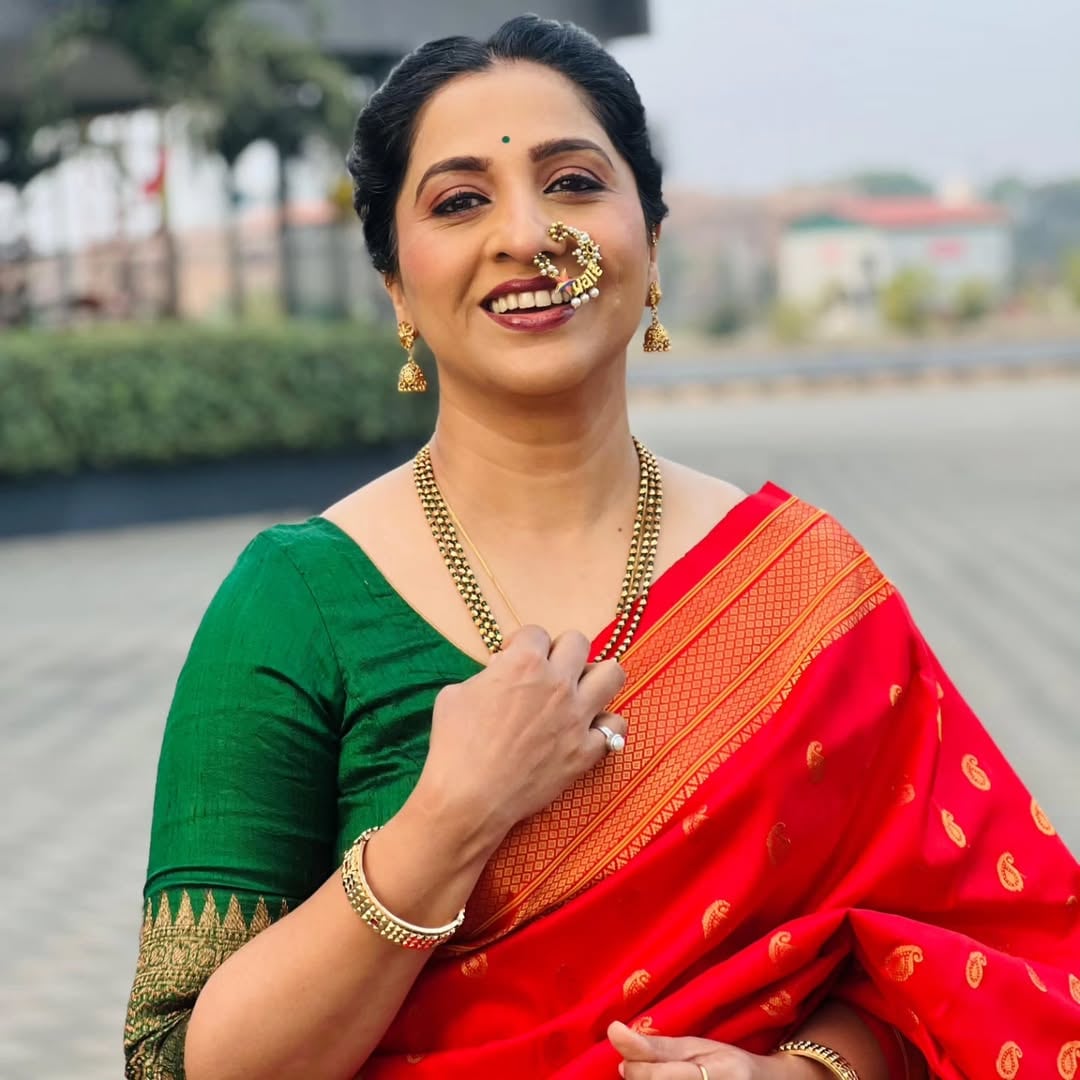 Madhurani Gokhale Green Saree Look